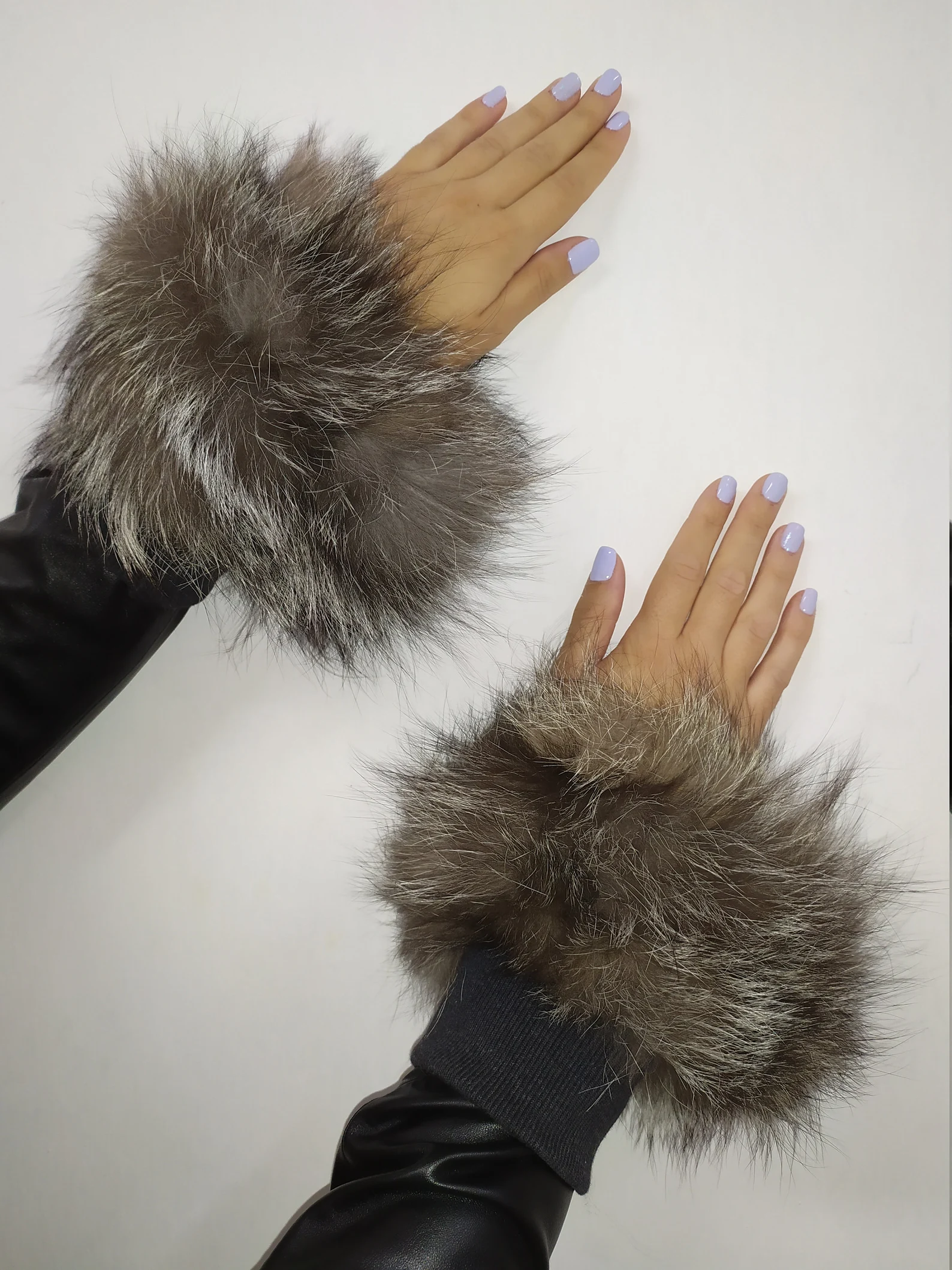 Real Fur Silver Fox cuffs with elastic on top/ Winter accessories - Image 2