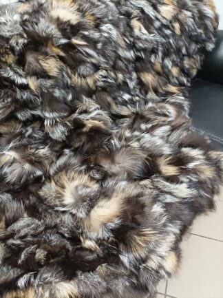 Real Fox Fur Blanket Throw: Silver, Gold & Brown Home Warmer