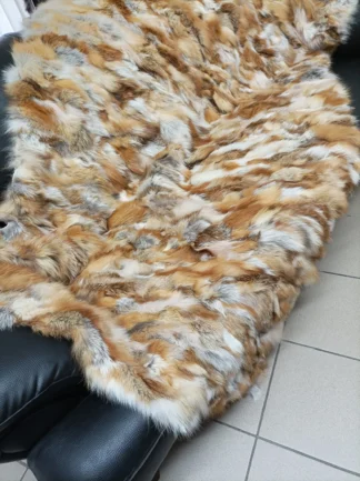 Real Fox fur blanket throw natural gold color, Home warmer