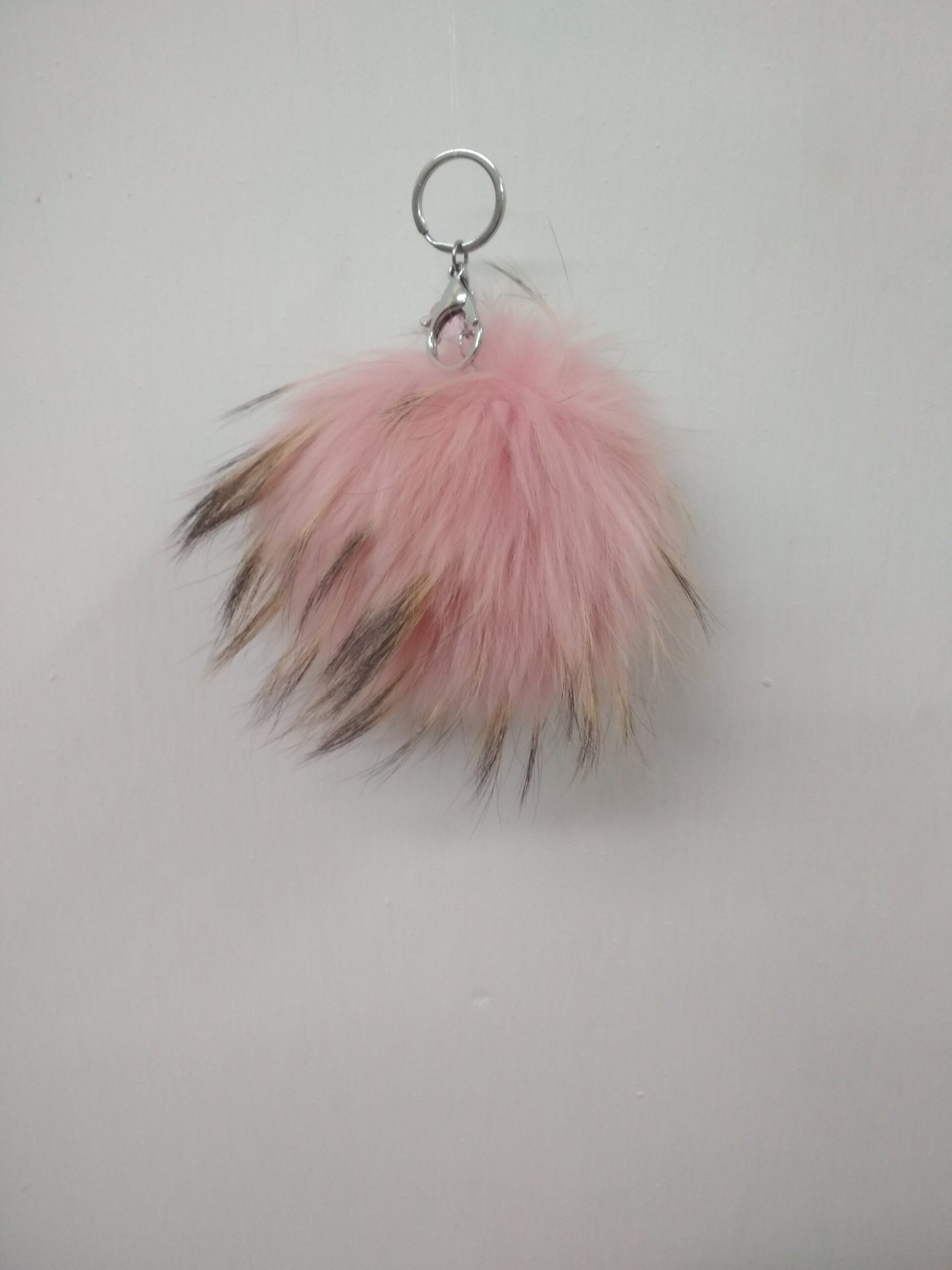 Fur pon pon keychain accessories pink gold details color, - Image 2