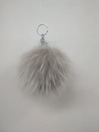Fur pon pon keychain accessories light biege color,