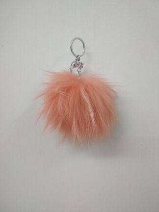 Fur pon pon keychain accessories light orange color,