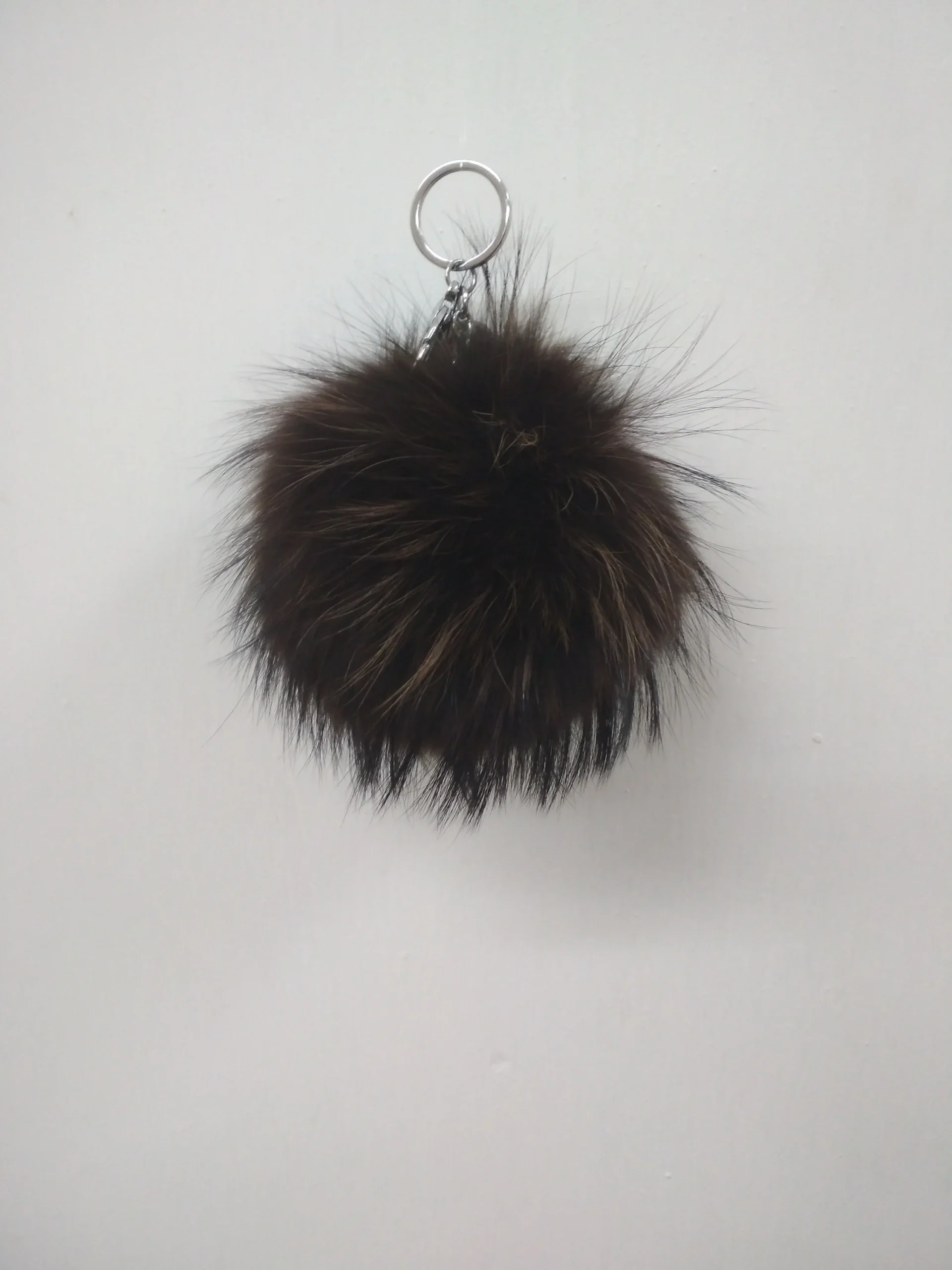 Fur pon pon keychain accessories brown color, - Image 2