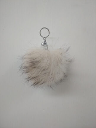 Fur pon pon keychain accessories white black details color,