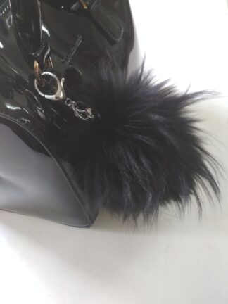 Fur pon pon keychain accessories black color,