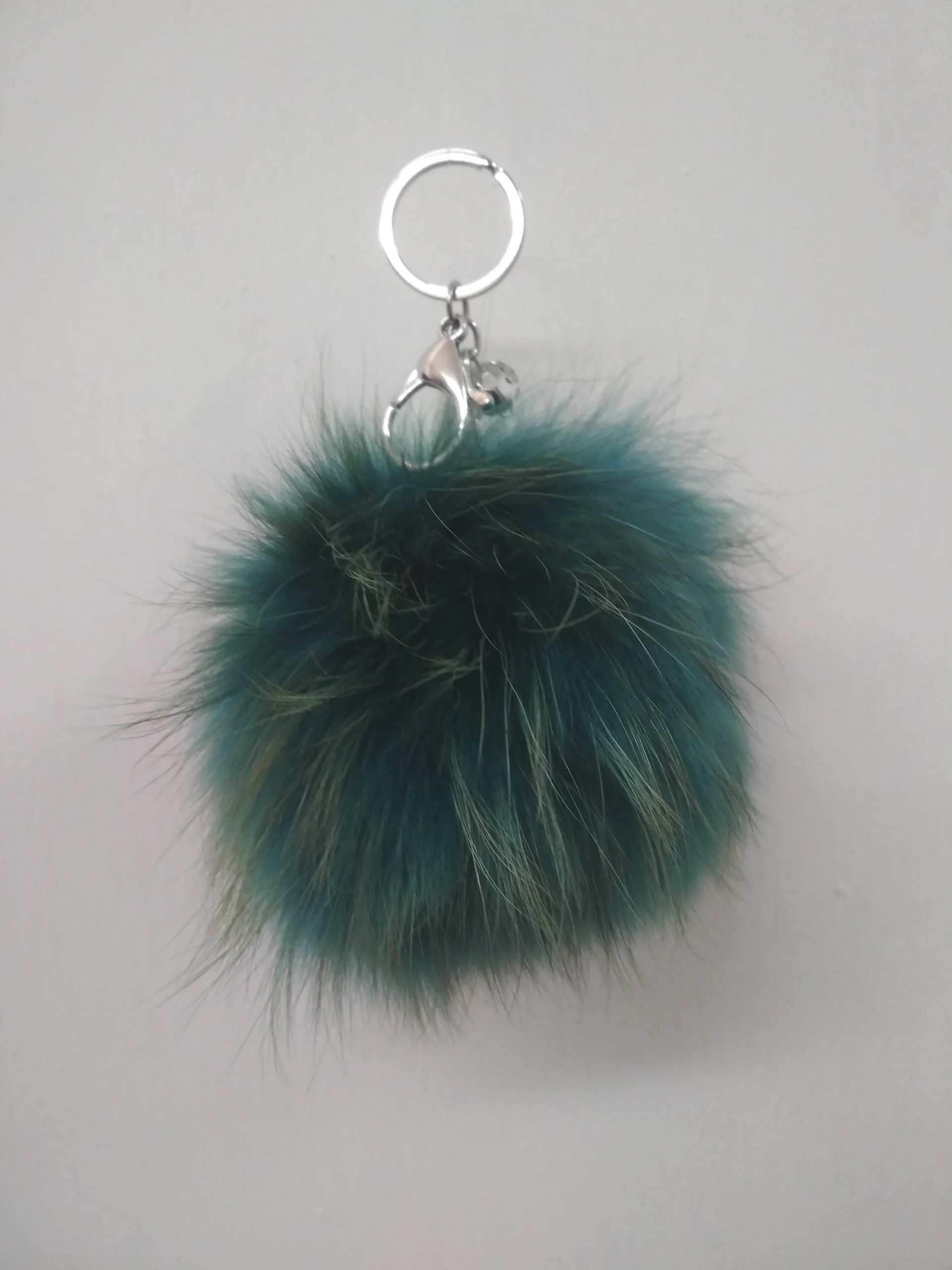 Fur pon pon keychain accessories green color - Image 2