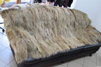 Real Coyote fur blanket throw haki color, Home warmer