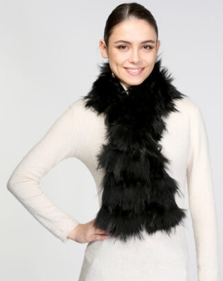 Real fur Fox with Rabbit extra large collar black color, winter accessories