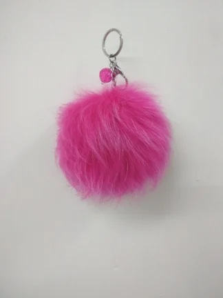 Fur pon pon keychain accessories pink colour.