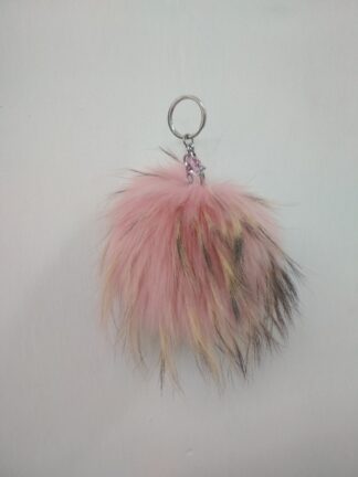 Fur pon pon keychain accessories pink gold details color,