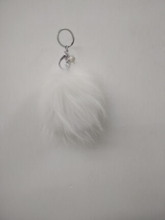 Fur pon pon keychain accessories white color,