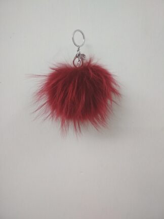 Fur pon pon keychain accessories red color,