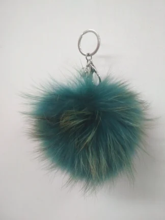 Fur pon pon keychain accessories green color
