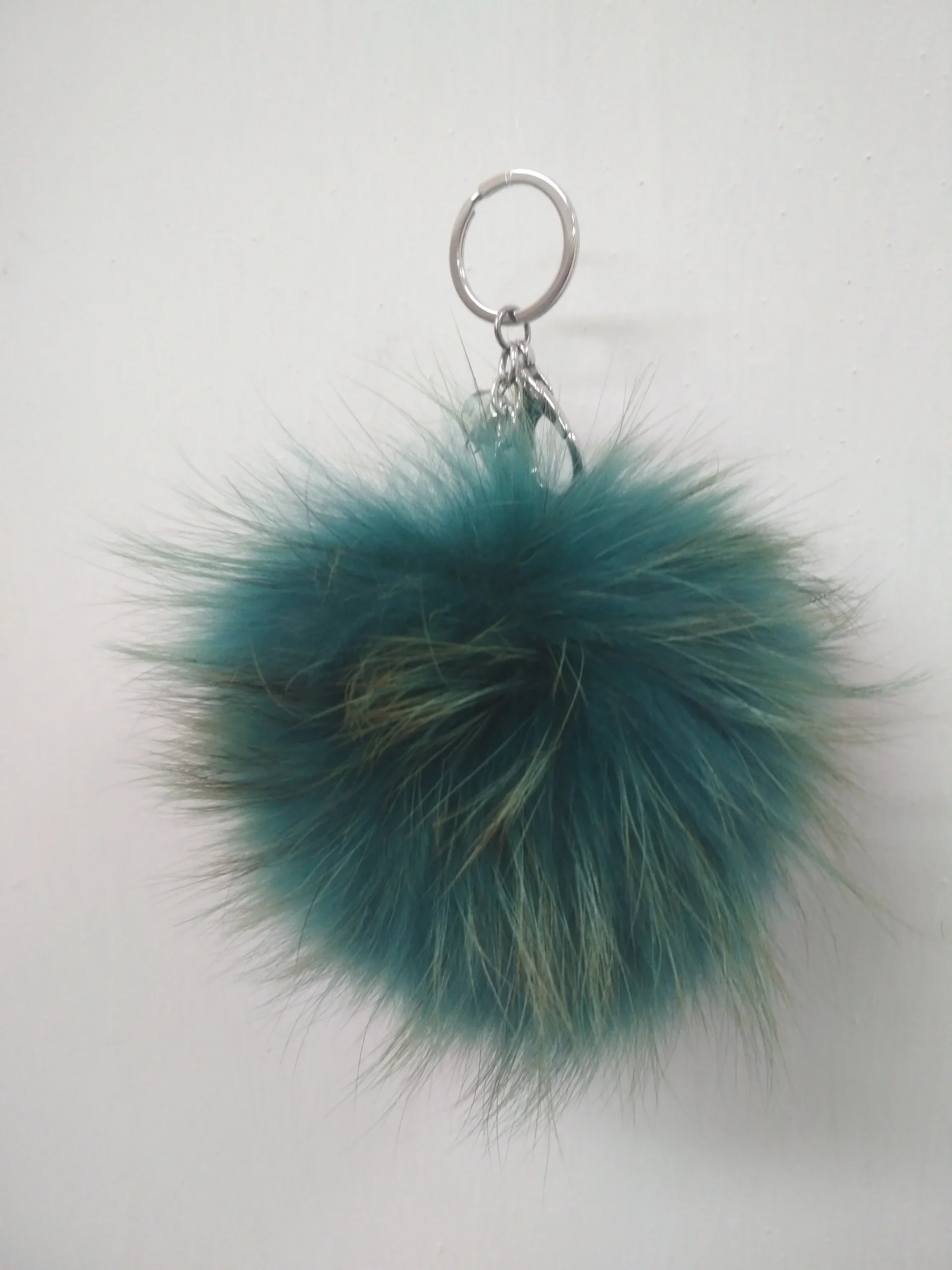 Fur pon pon keychain accessories green color