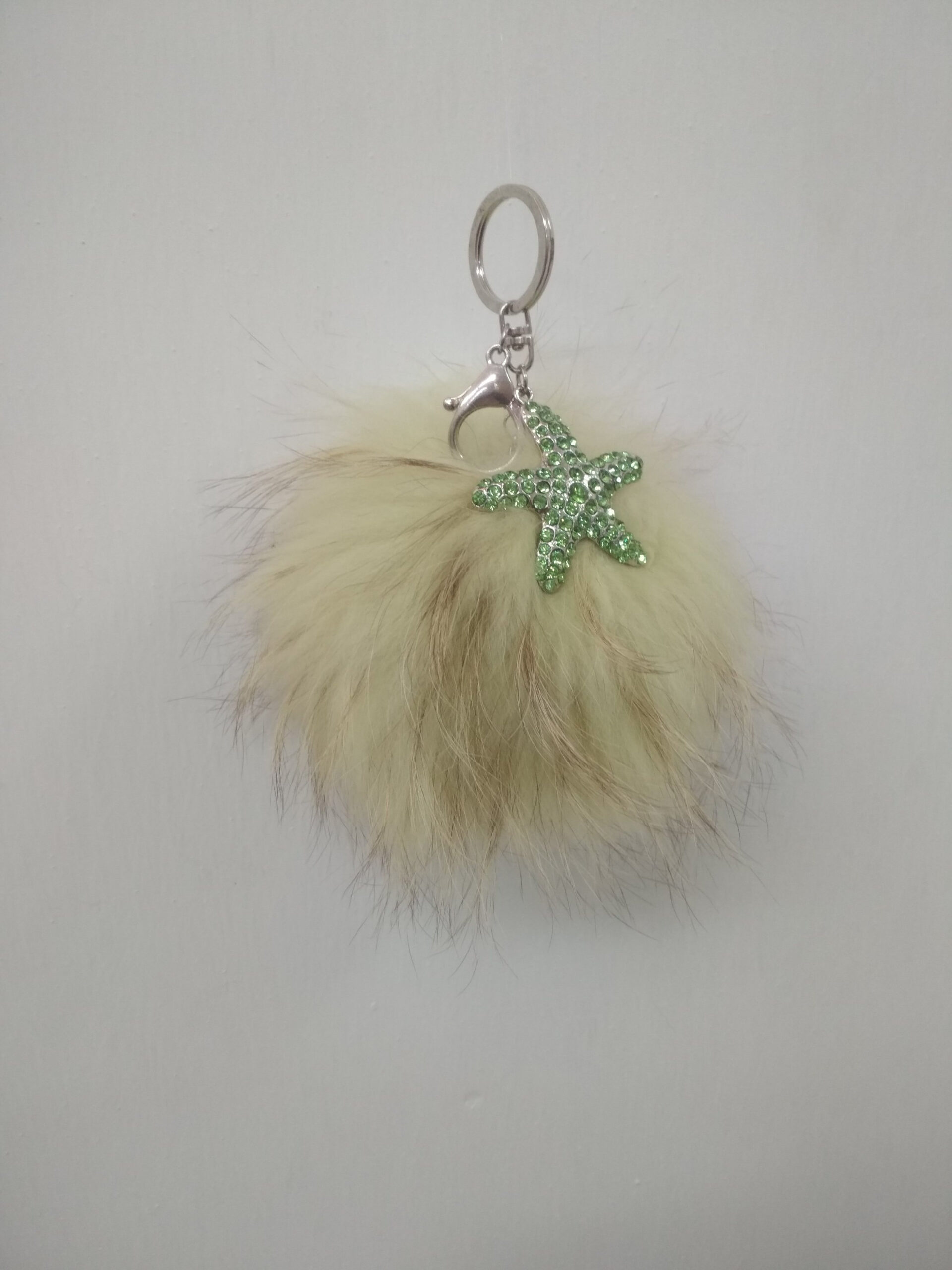 Fur pon pon keychain accessories yellow color, - Image 2