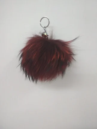 Fur pon pon keychain accessories  bordo color