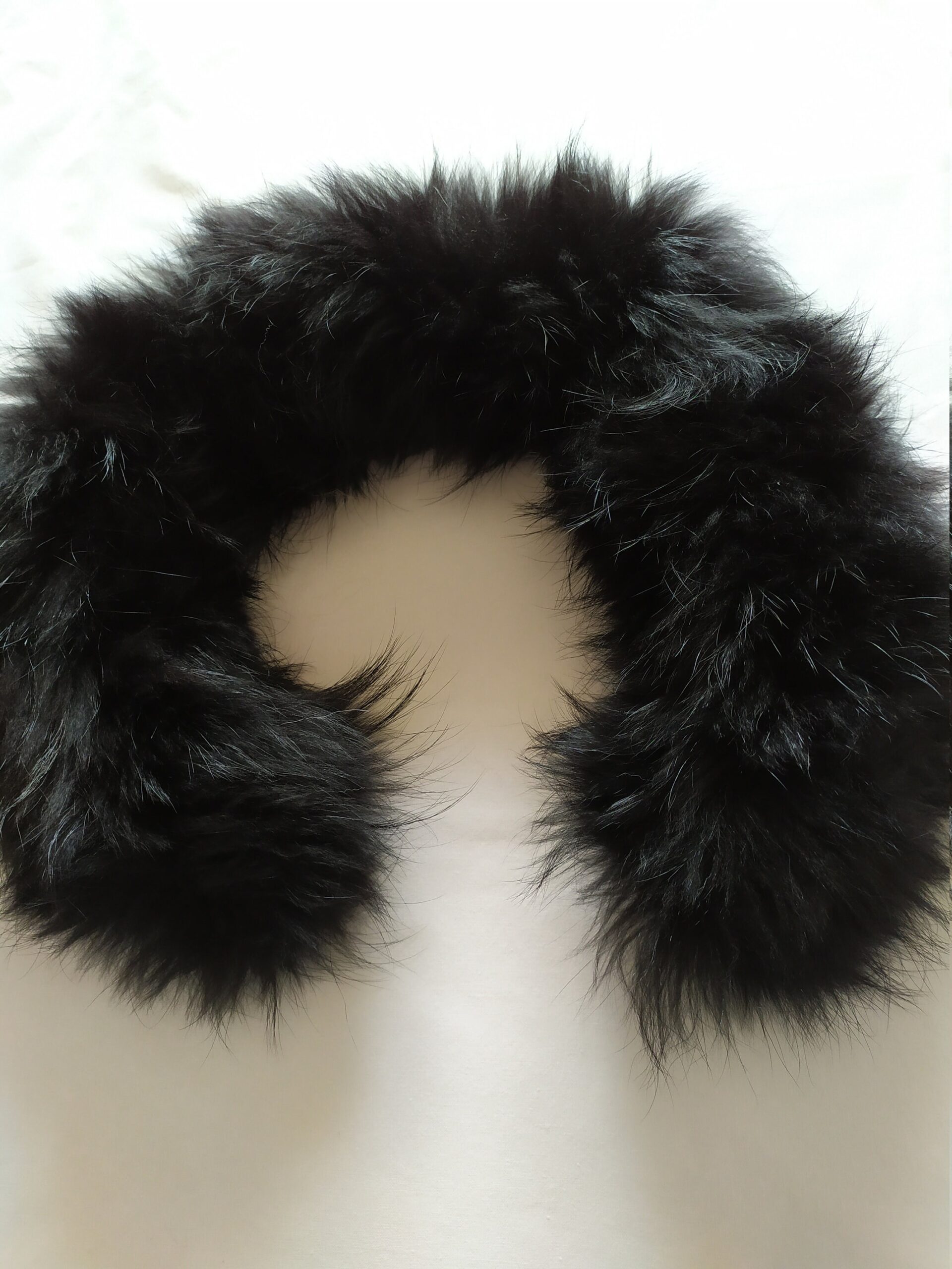 Real Finn raccoon hood trim, black finn raccoon fur hood trim, fur scarf.fur strips accessories for jackets and coats/ unisex mens womans