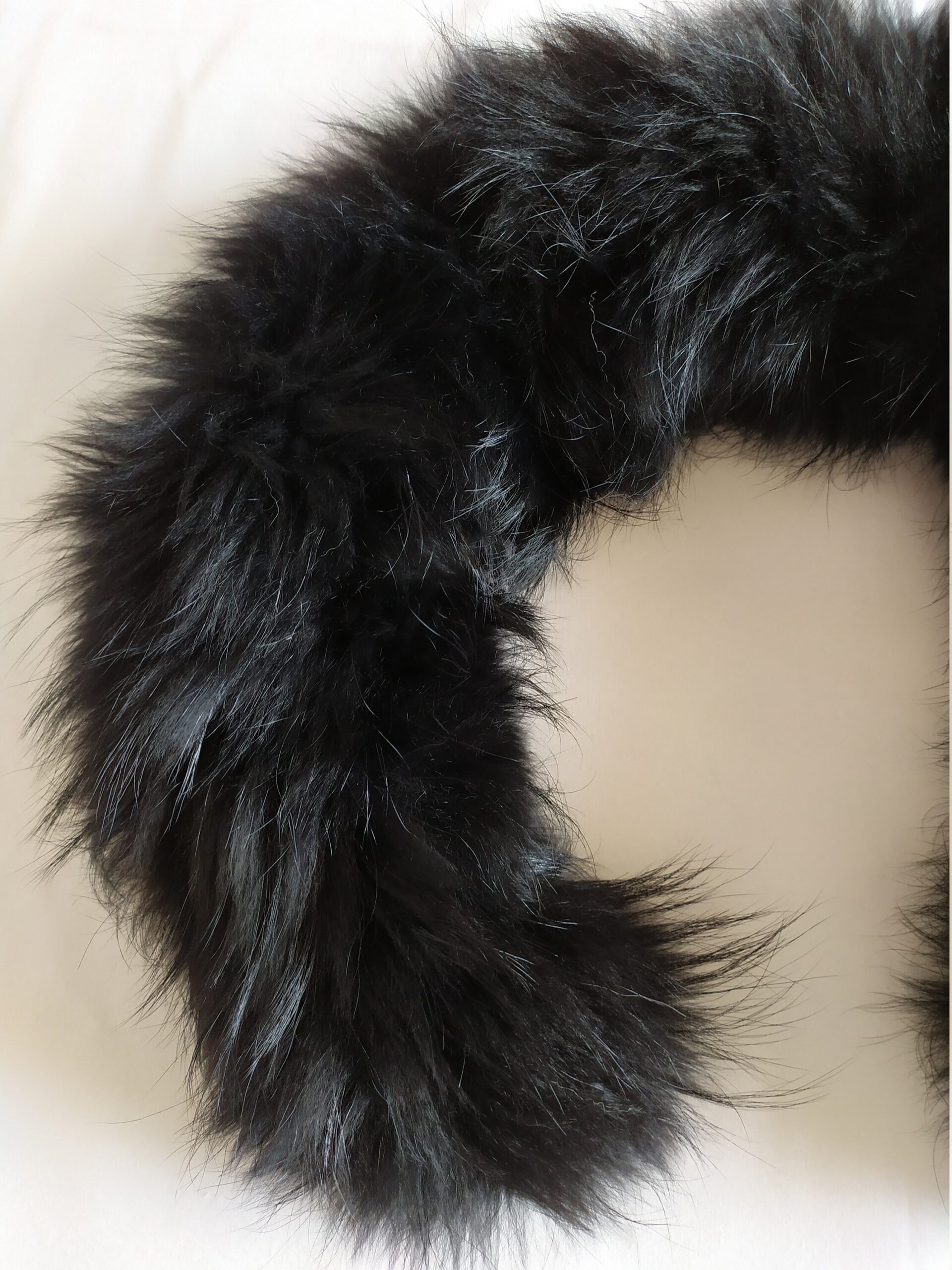 Real Finn raccoon hood trim, black finn raccoon fur hood trim, fur scarf.fur strips accessories for jackets and coats/ unisex mens womans - Image 3