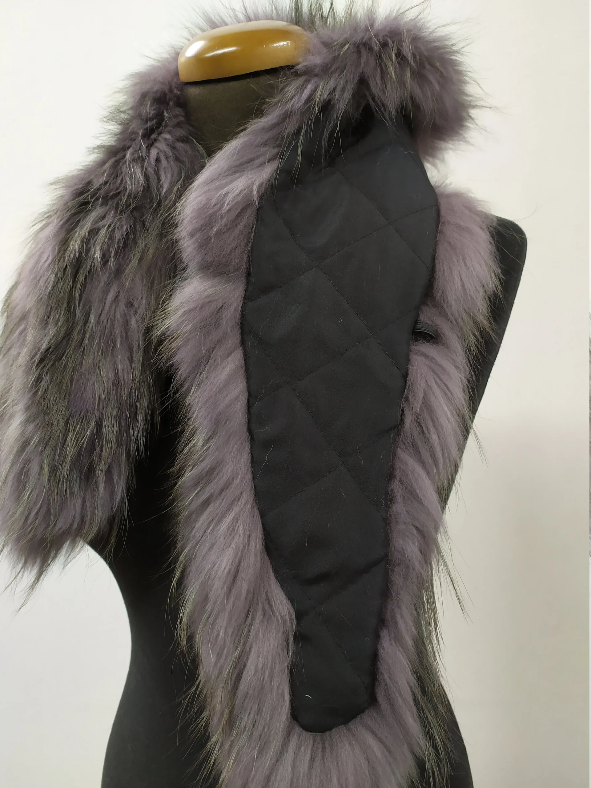 Finn raccoon high quality fur collar Dark Gray color, coat winter accessories - Image 4