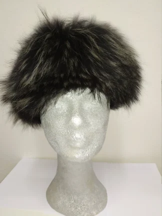Real fur Finn Raccoon headband accessories Green & Dark gray color / head warmer