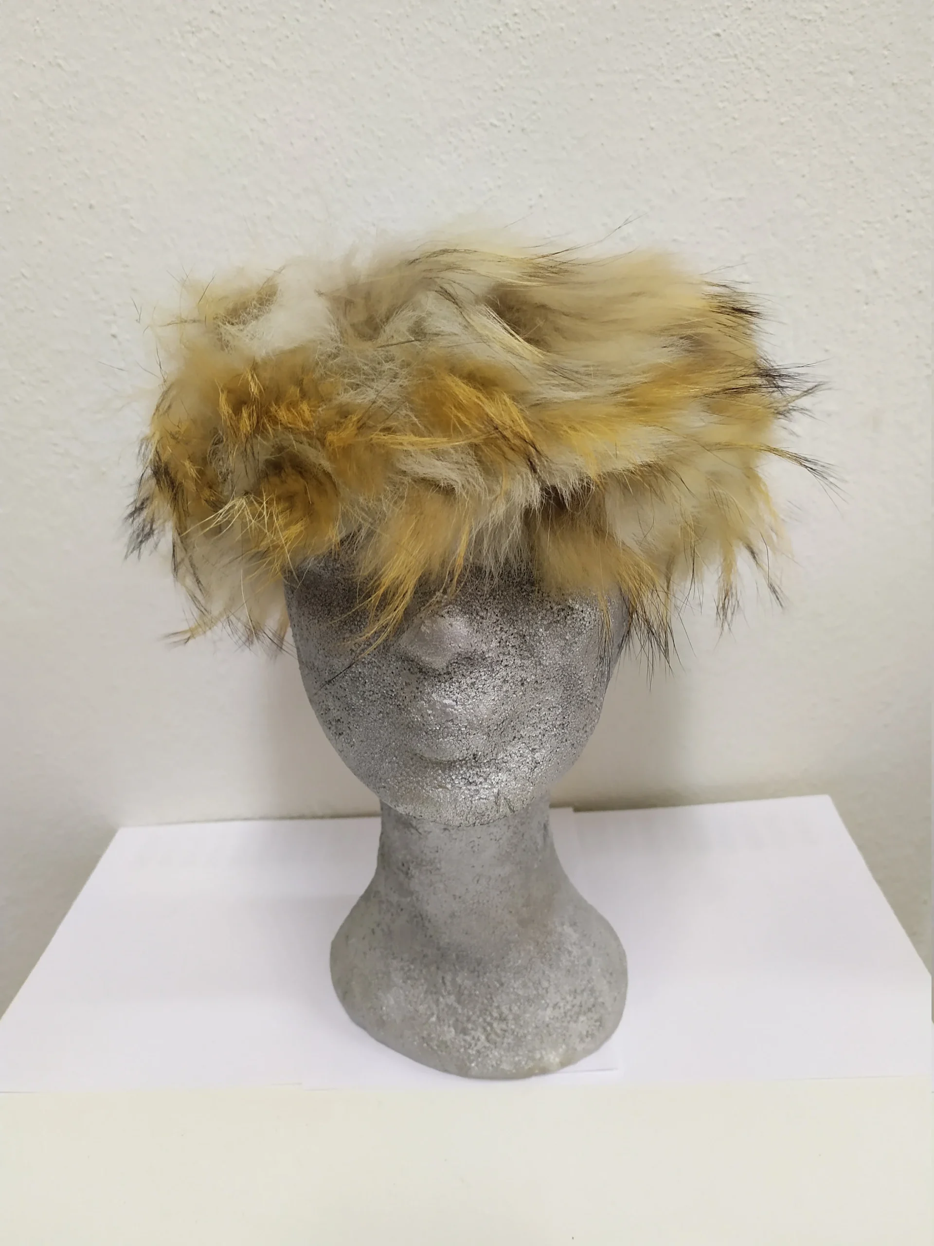 Real fur Finn Raccoon headband accessories Mouton natural color / head warmer - Image 2