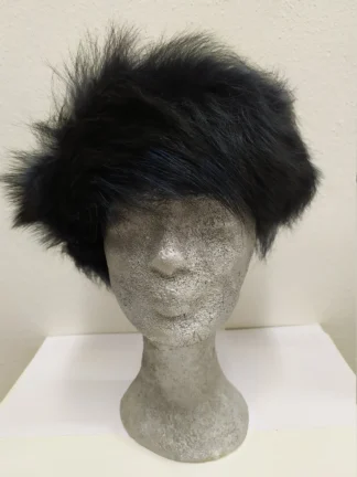 Real fur Finn Raccoon headband accessories dark gray & blue color / head warmer