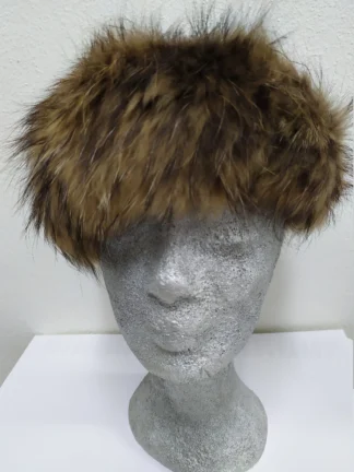 Real fur Finn Raccoon headband accessories Black & gold color / head warmer