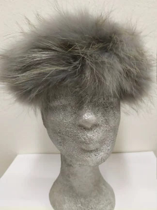 Real fur Finn Raccoon headband accessories Gray & ciel color / head warmer