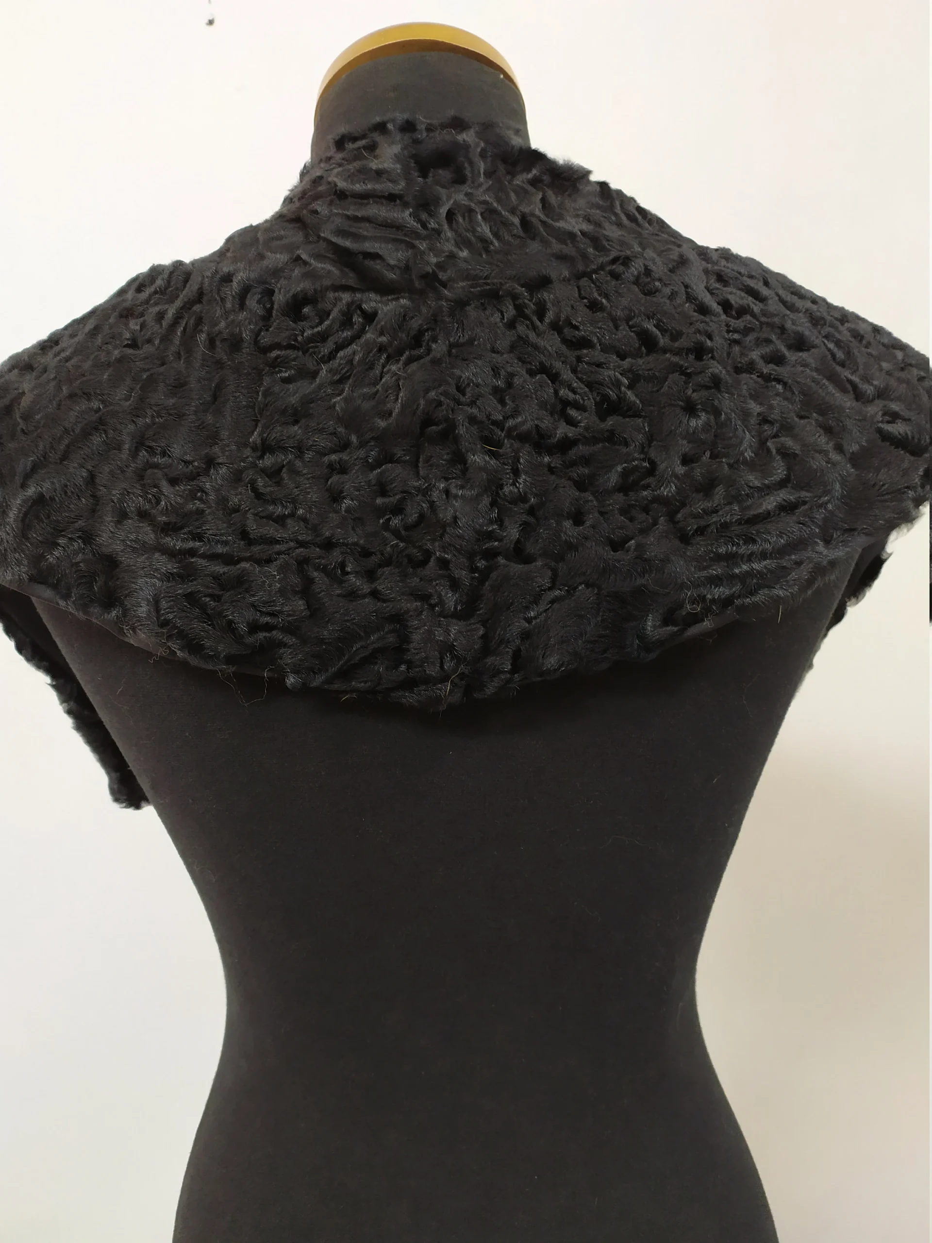 Fur collar,Astragan - Swakara high quality fur collar Black color, real fur scarf,coat winter accessories - Image 4