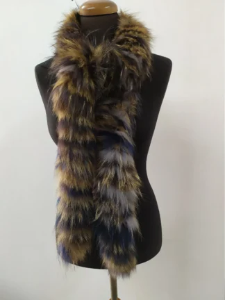 Fur finn Raccoon multicolor long scarf fluffy and thick quality.