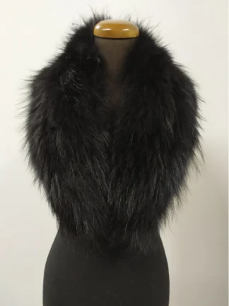 fur collar,Finn raccoon high quality fur collar, Black color, real fur scarf,coat winter accessories