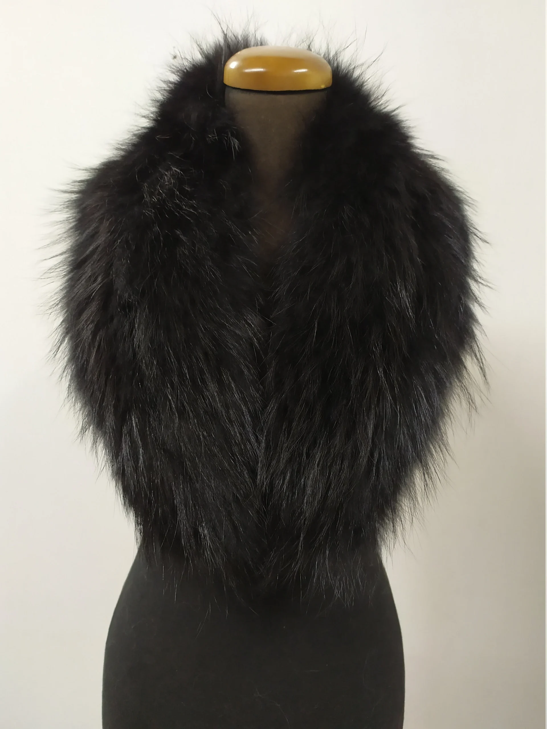 fur collar,Finn raccoon high quality fur collar, Black color, real fur scarf,coat winter accessories