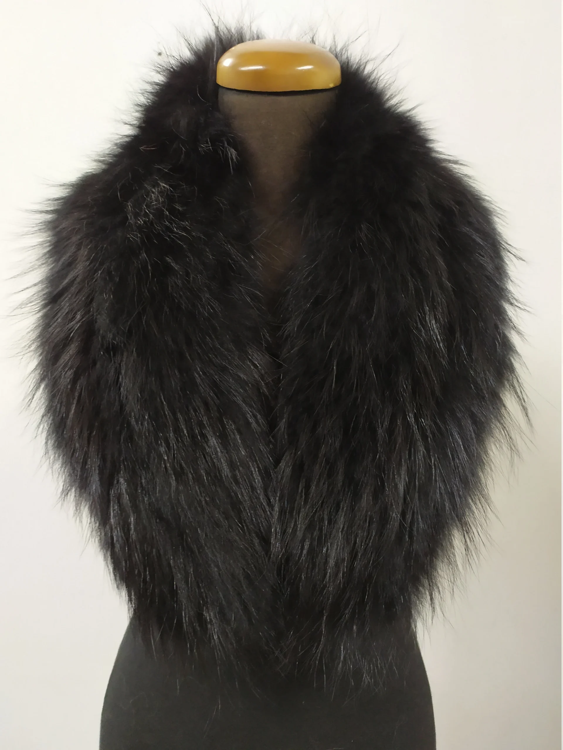 fur collar,Finn raccoon high quality fur collar, Black color, real fur scarf,coat winter accessories - Image 2