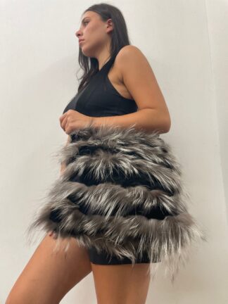 Fur bags,Real Fur Fox - Rex Rabbit bag  silver and Black colour.fur shoulder bag,