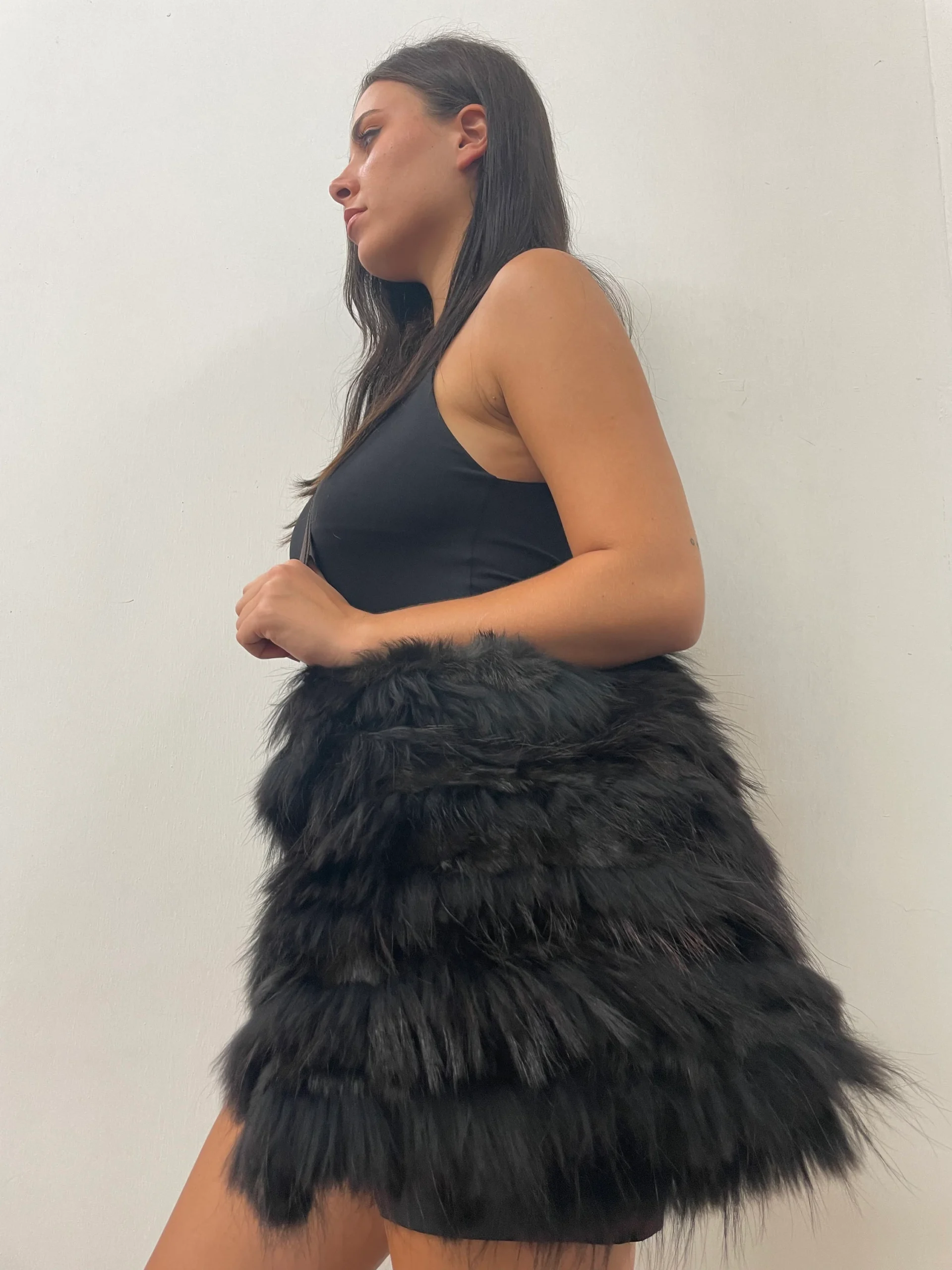 Fur bags,Real Fur Finn Raccoon - Rex Rabbit bag Brown and Black colour.fur shoulder bag, - Image 3