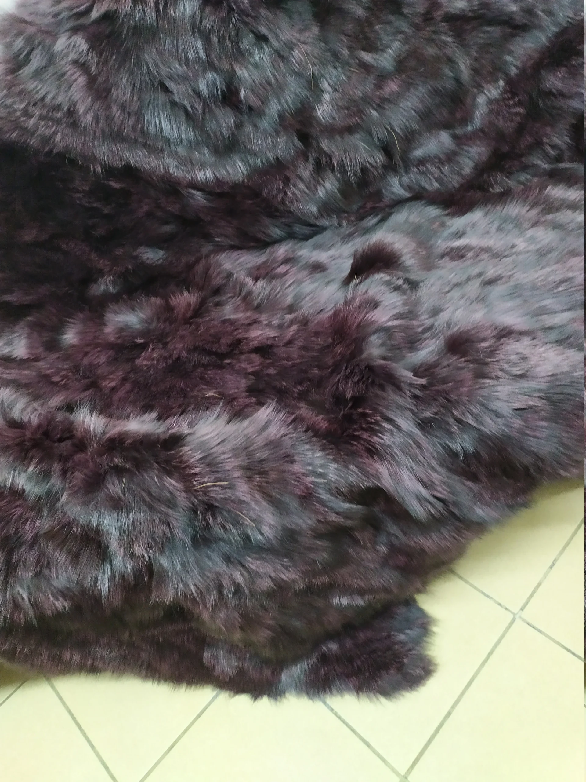 Real Fox fur blanket throw dark bordo color, Home warmer - Image 2