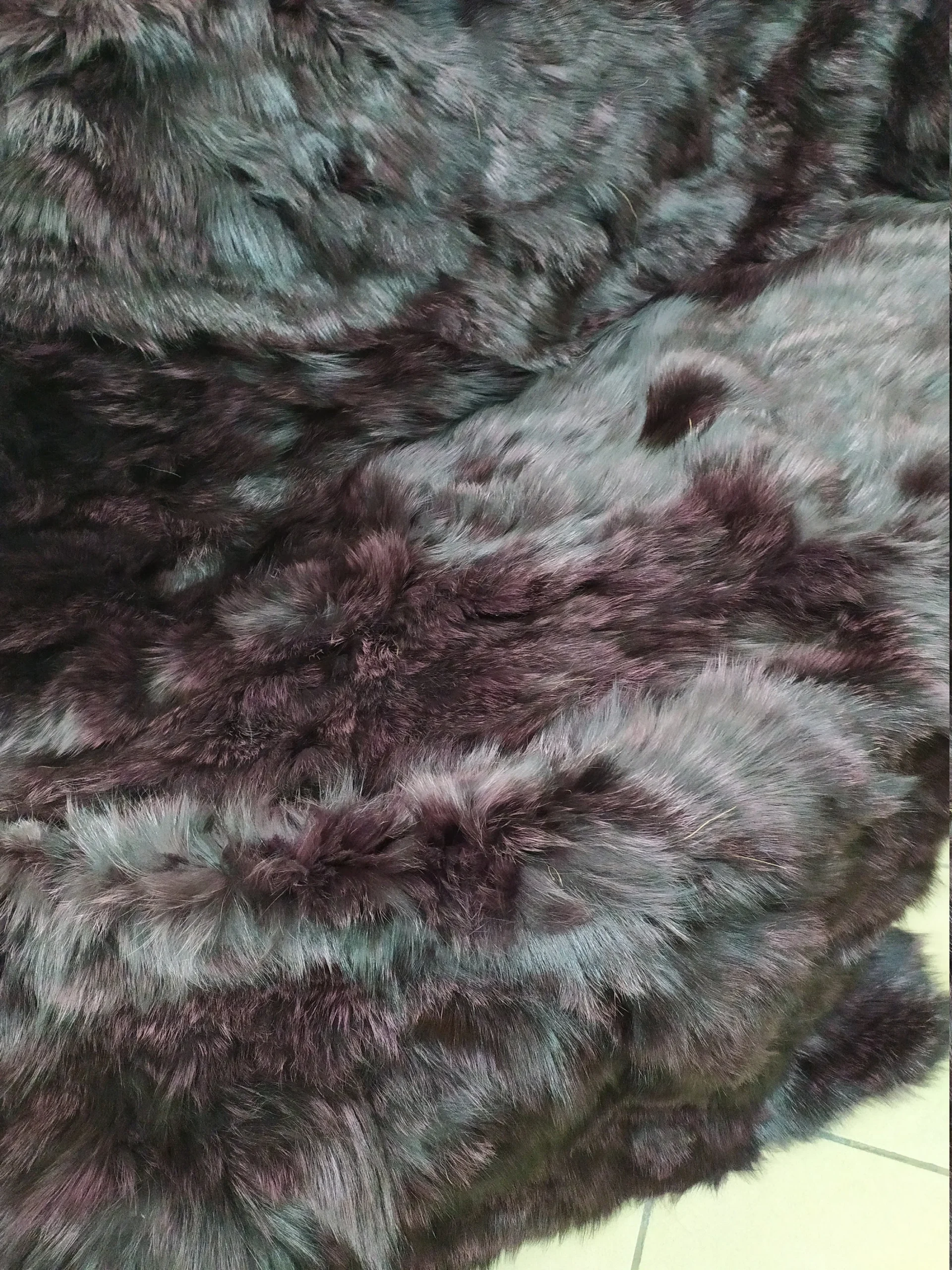Real Fox fur blanket throw dark bordo color, Home warmer - Image 5