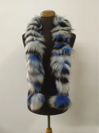Fur Finn Raccoon multicolor pon pon design scarf fluffy and thick quality.