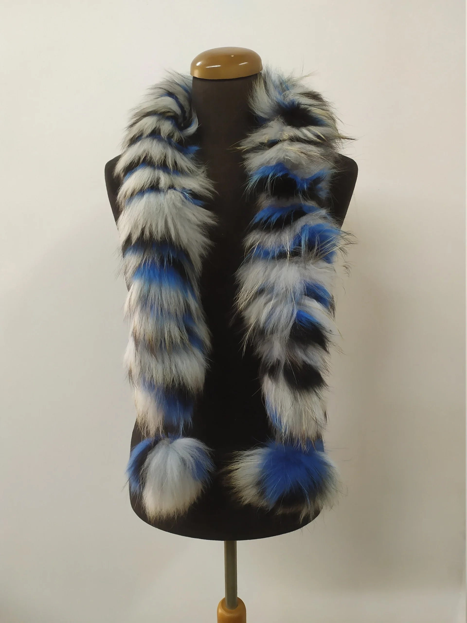Fur Finn Raccoon multicolor pon pon design scarf fluffy and thick quality.
