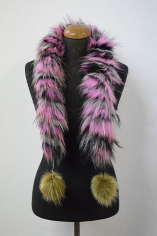 Fur finn Raccoon multicolor pon pon design scarf fluffy and thick quality.