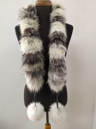 Fur fox multicolor pon pon design scarf fluffy and thick quality.