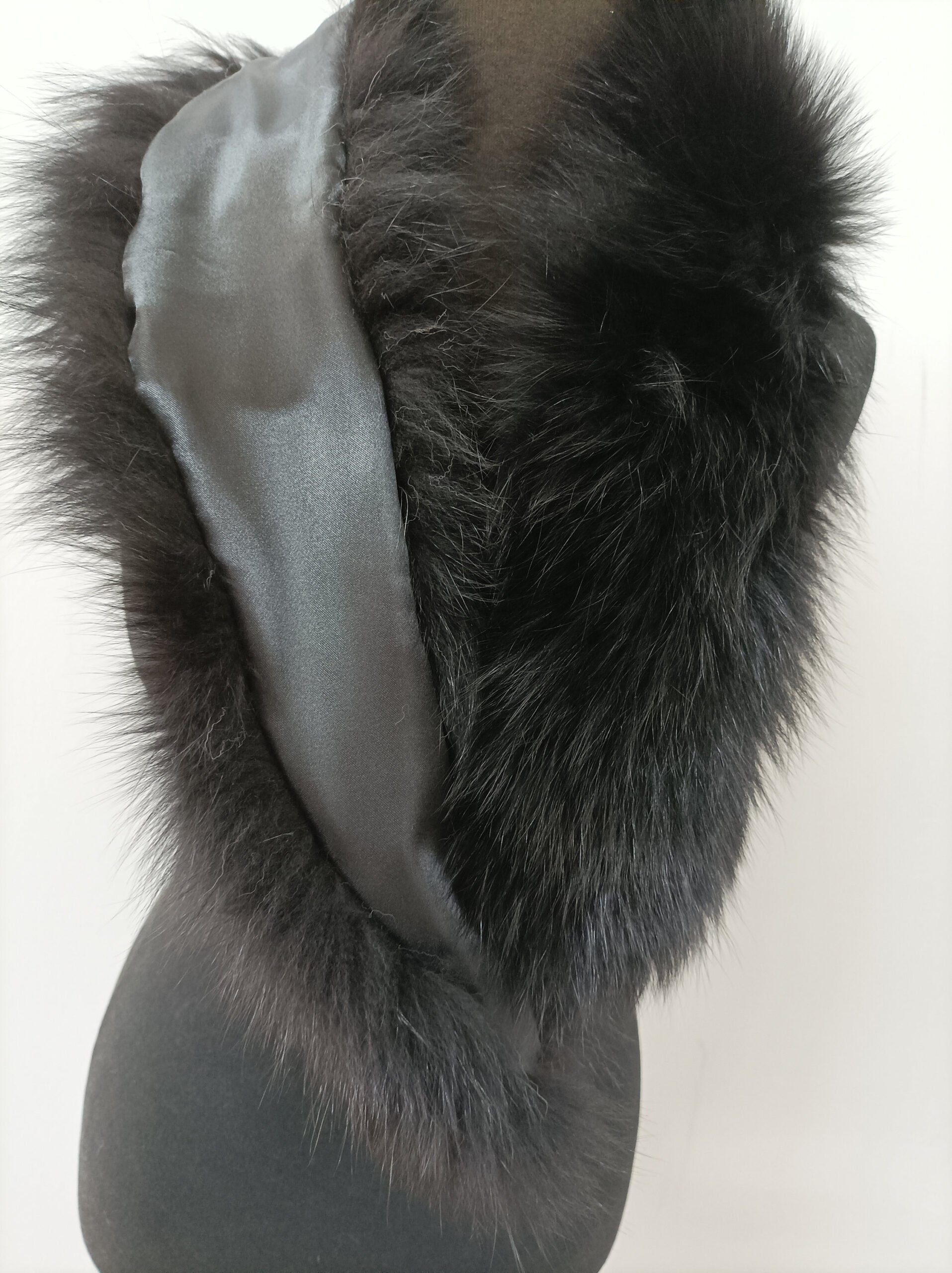Fur collar,fox high quality fur collar black color, coat winter accessories - Image 3