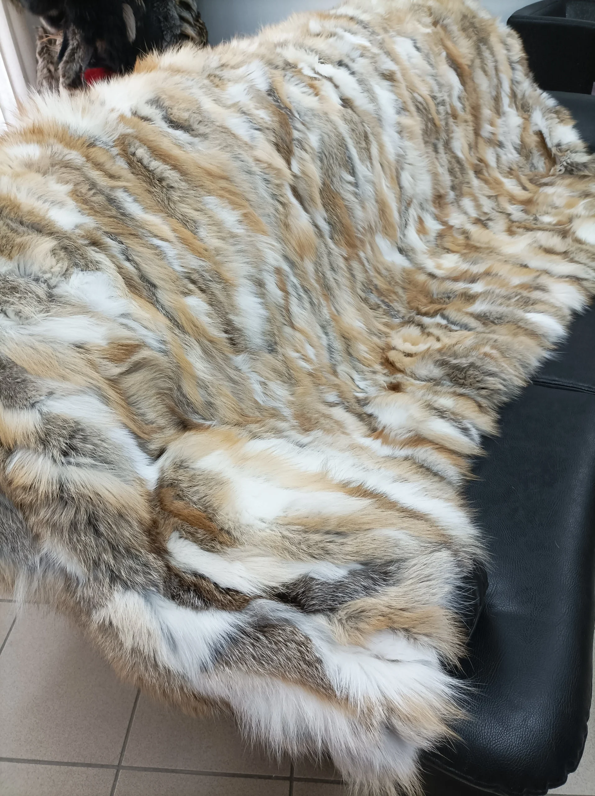 Real Fox Fur Blanket Throw: Golden Home Warmer