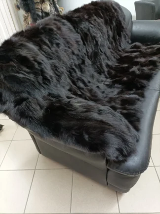 Fur blanket,real fox, throw,  black and brown color, Home accessory