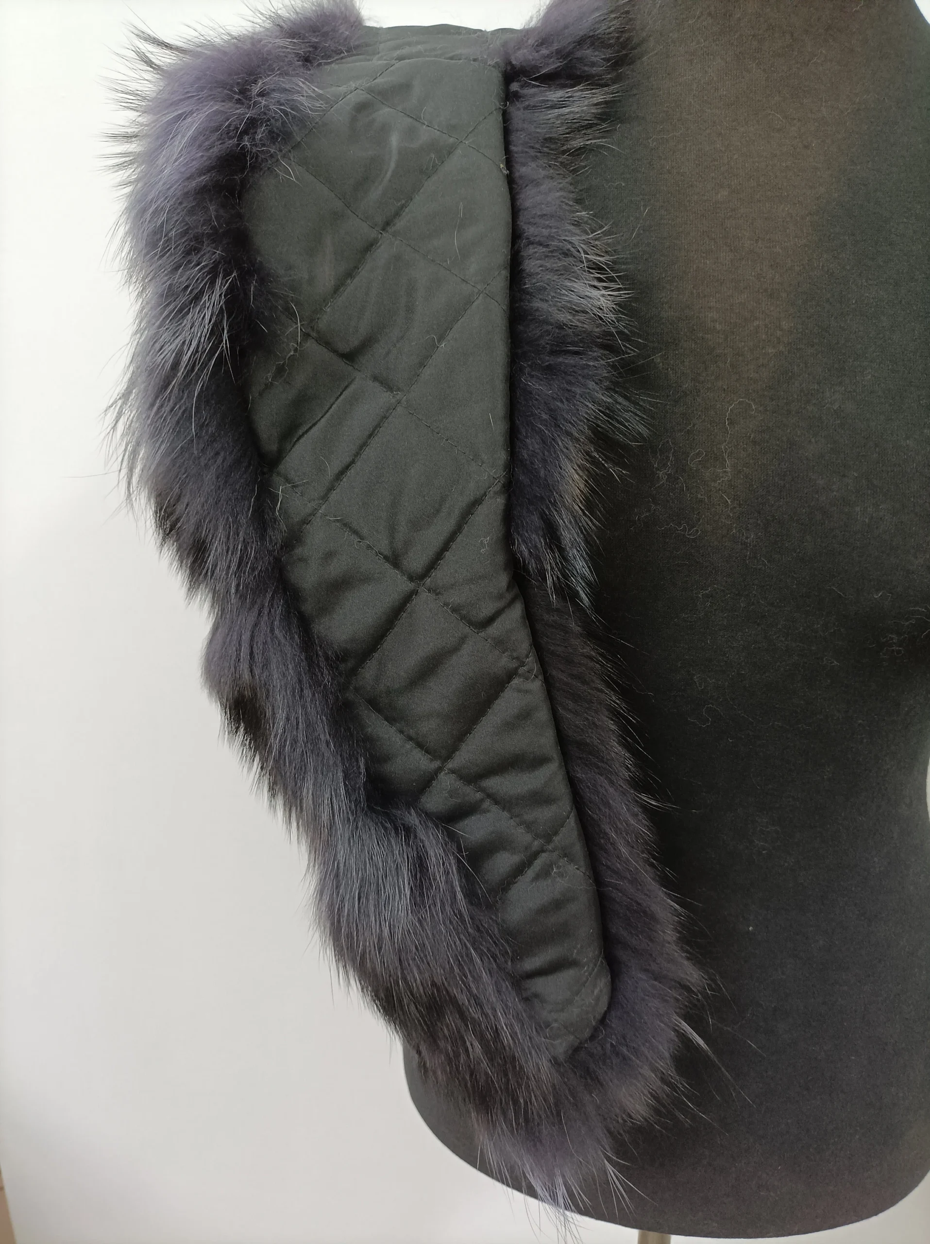 Fur collar,finn raccoon high quality fur collar ,dark blue black gray color, coat winter accessories - Image 3