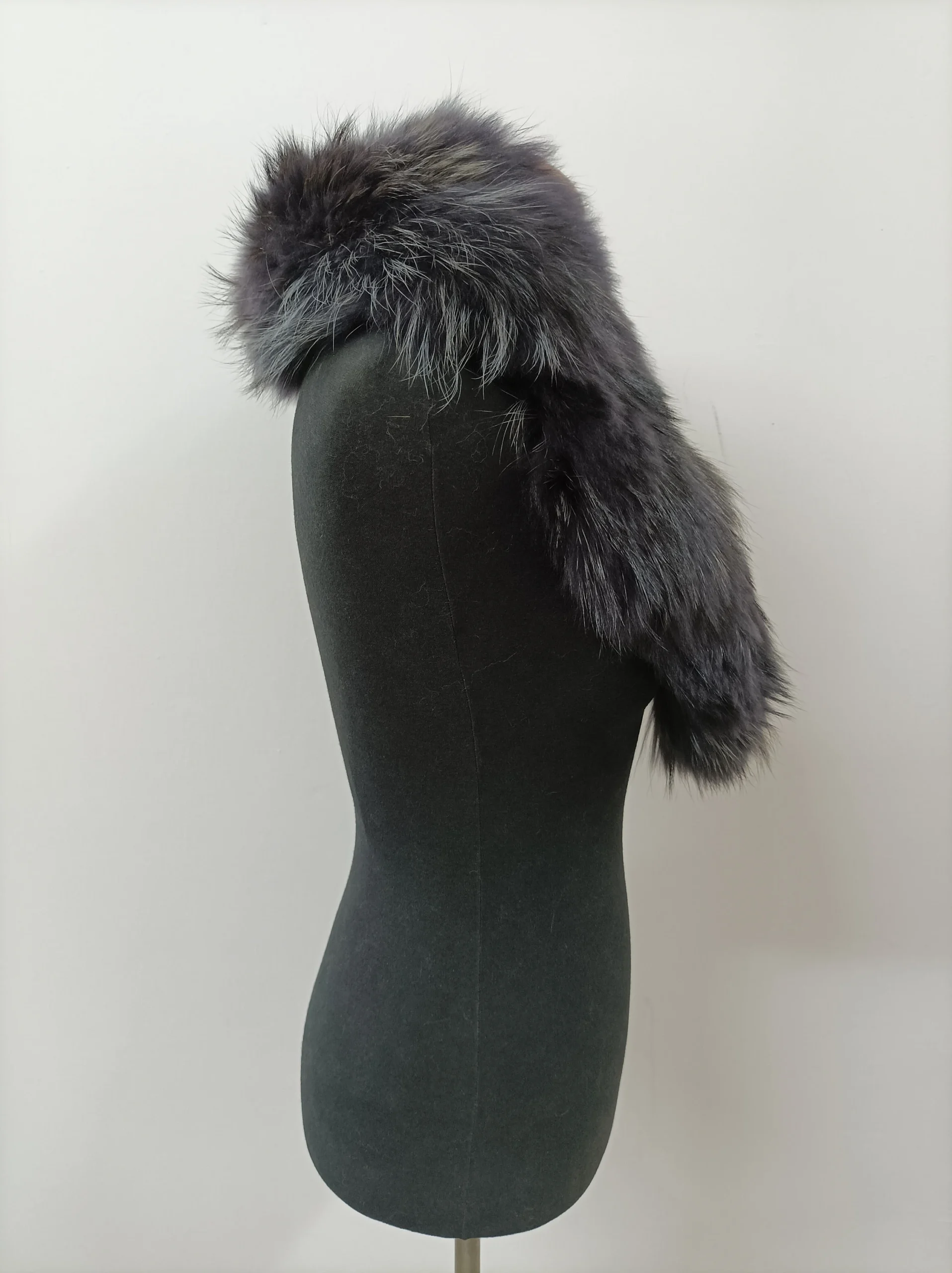 Fur collar,finn raccoon high quality fur collar ,dark blue black gray color, coat winter accessories - Image 2