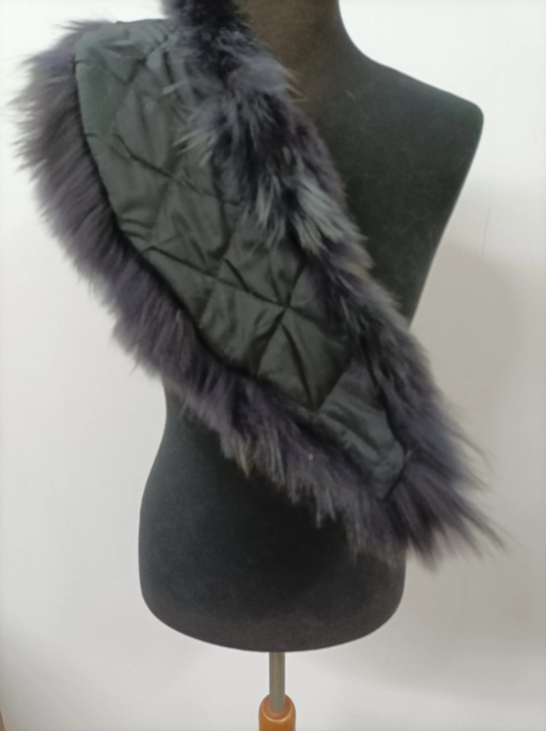 Fur collar,finn raccoon high quality fur collar ,dark blue black gray color, coat winter accessories - Image 5