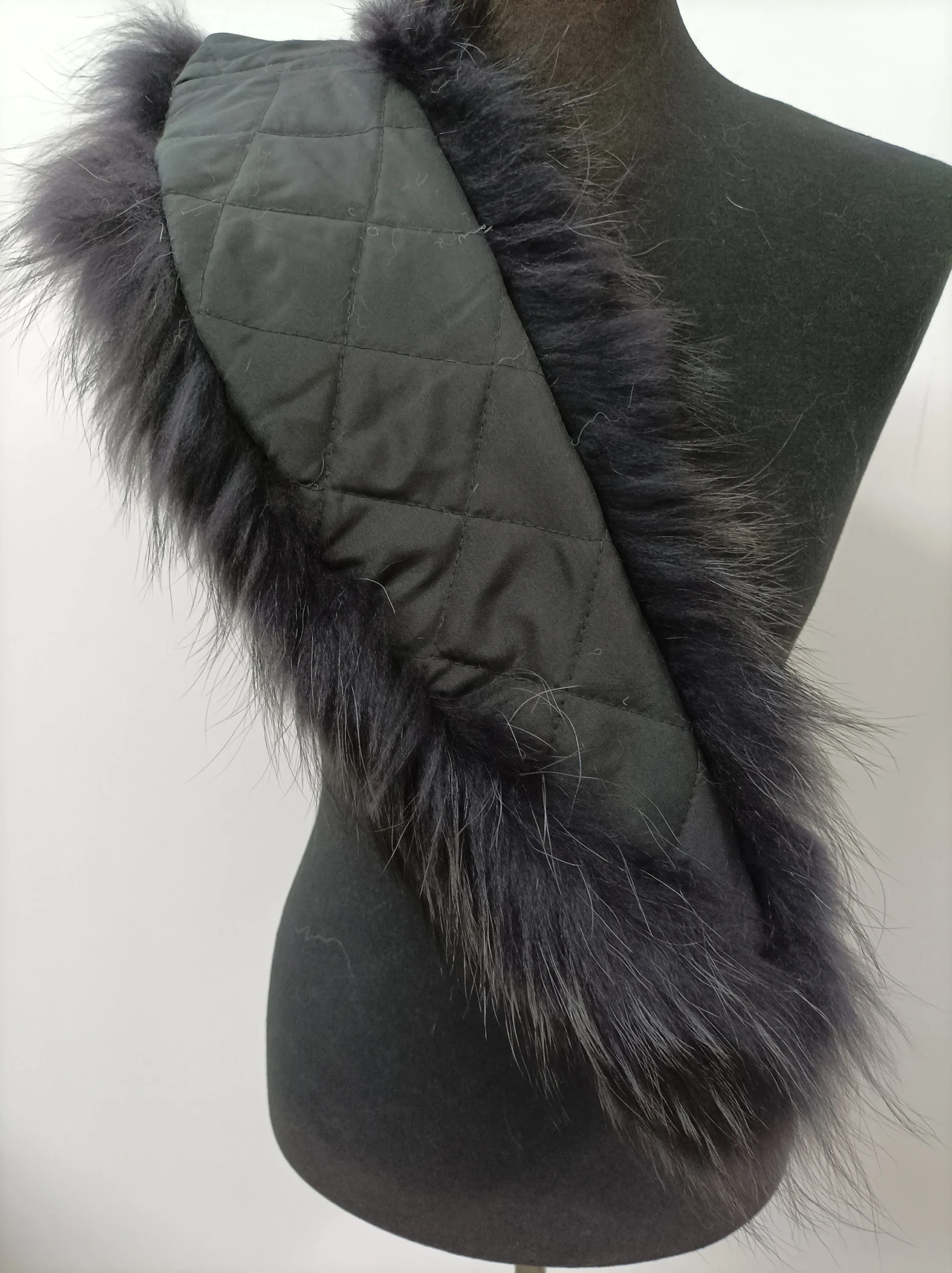 Fur collar,finn raccoon high quality fur collar ,dark blue black gray color, coat winter accessories - Image 2