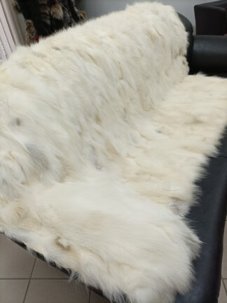Fur blanket,real fox, throw ,off-white  and gray silver color, Home warmer
