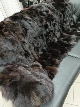 Fur blanket,real fox, throw, brown and black color, Home accessory